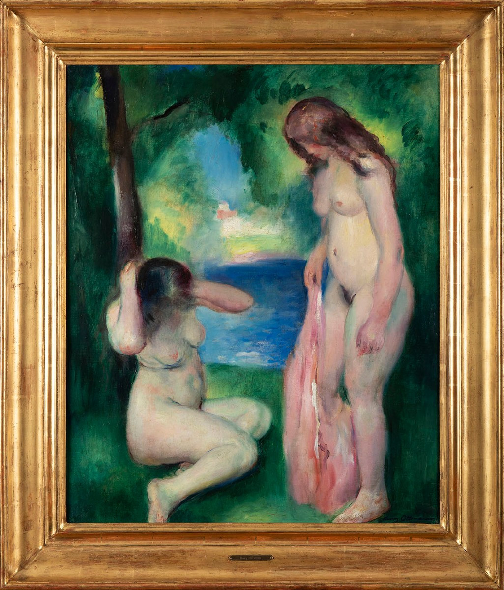 Henry OTTMANN (1877-1927) Les Baigneuses. Huile sur toile  Signé en bas à droite 