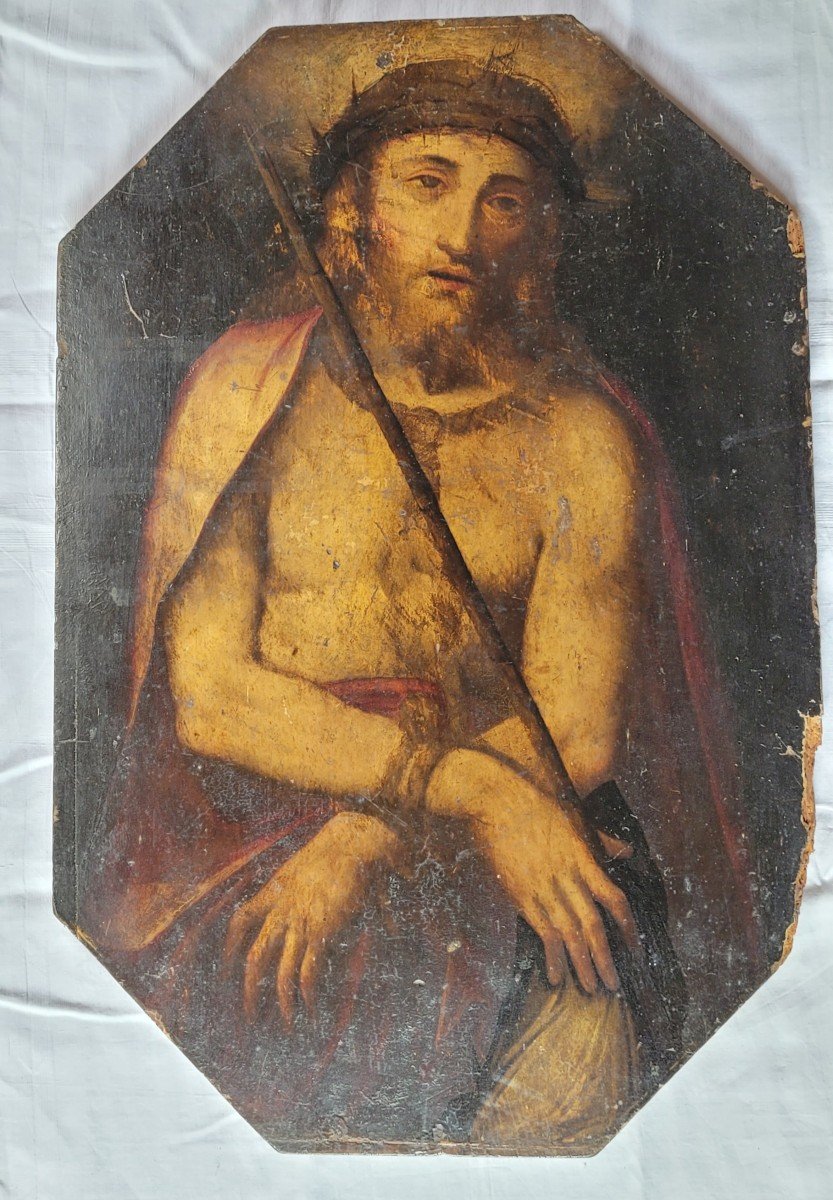 Christ In Outrages, Oil On Wood XVIIth