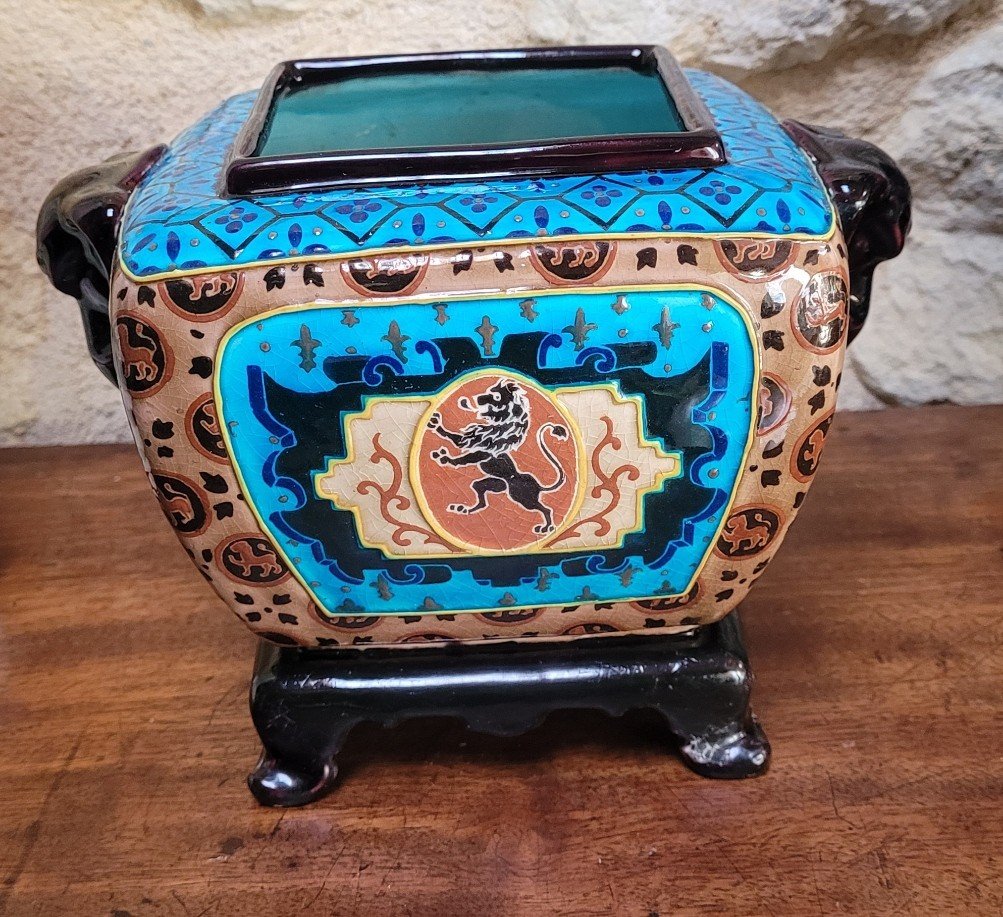 Jules Vieillard Bordeaux: Japanese Clock And Cassolettes, Caranza Enamels 19th Century-photo-3