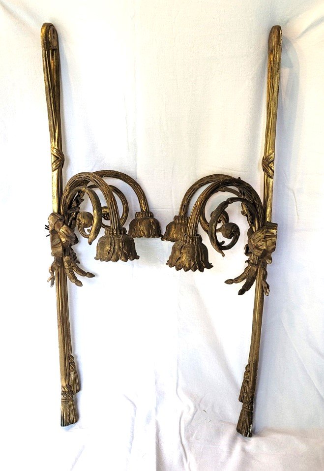 Paire d'appliques bronze St Louis XVI  , 1900-photo-2