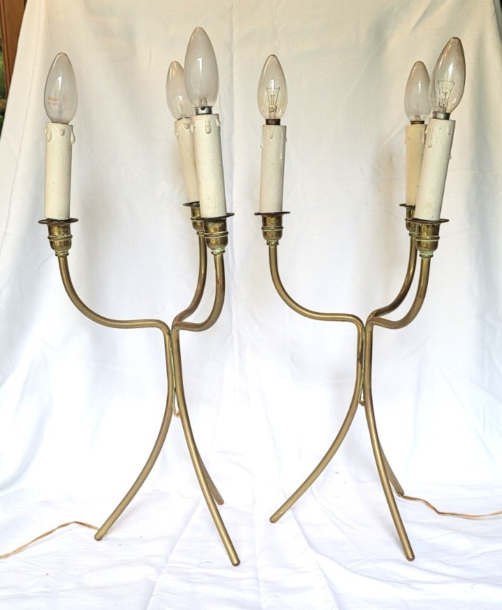 Paire de chandeliers bronze dans le gout de Jean Royère, Persane 1955