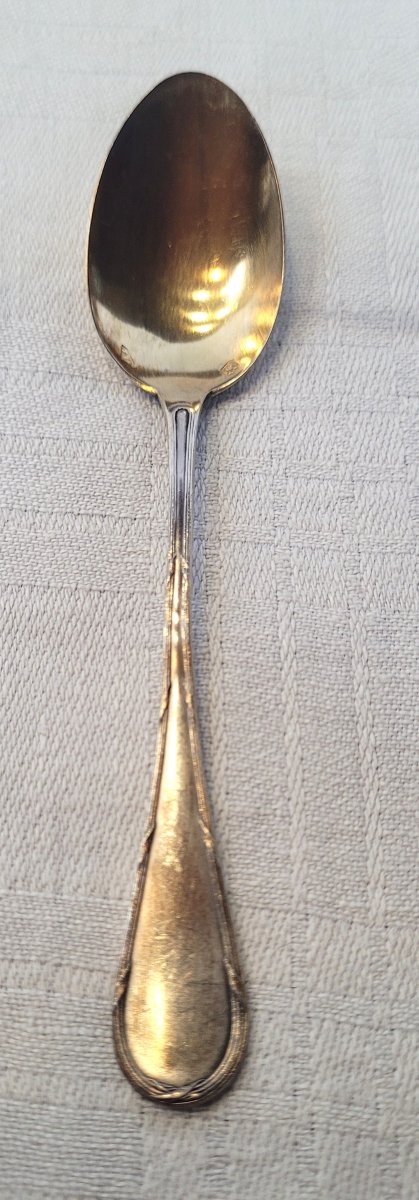 Set Of 12 Solid Silver Teaspoons, 19th Century-photo-2