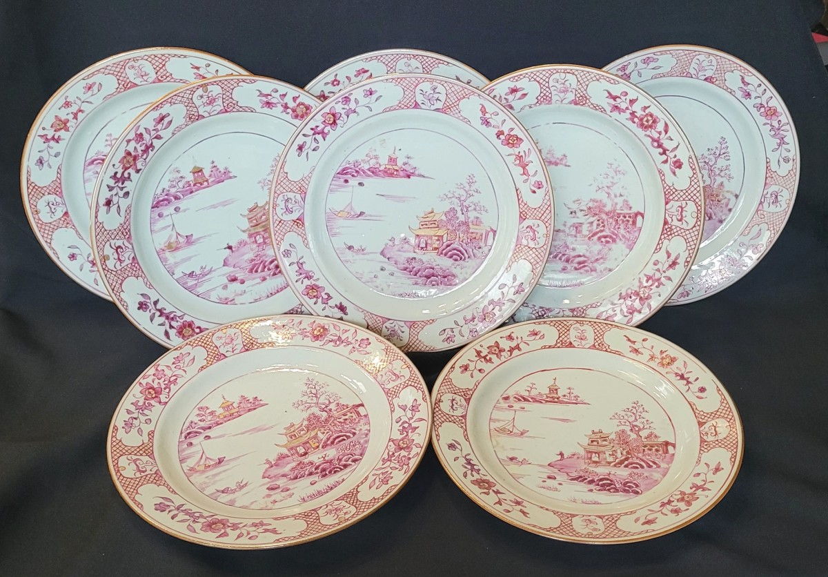 East India Company, 8 Qianlong Famille Rose Plates, 18th Century