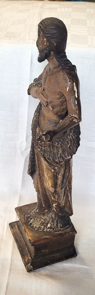  Saint John The Baptist, Painted And Gilded Wood, 18th Century-photo-2