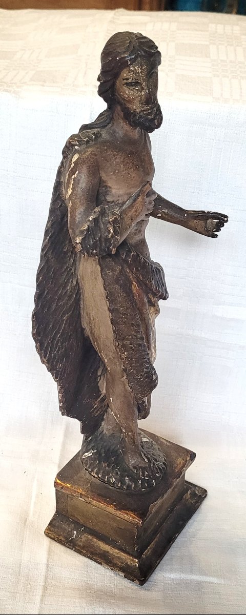  Saint John The Baptist, Painted And Gilded Wood, 18th Century-photo-3