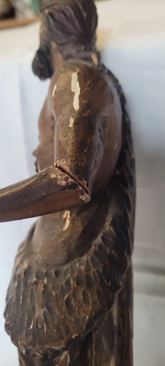  Saint John The Baptist, Painted And Gilded Wood, 18th Century-photo-1