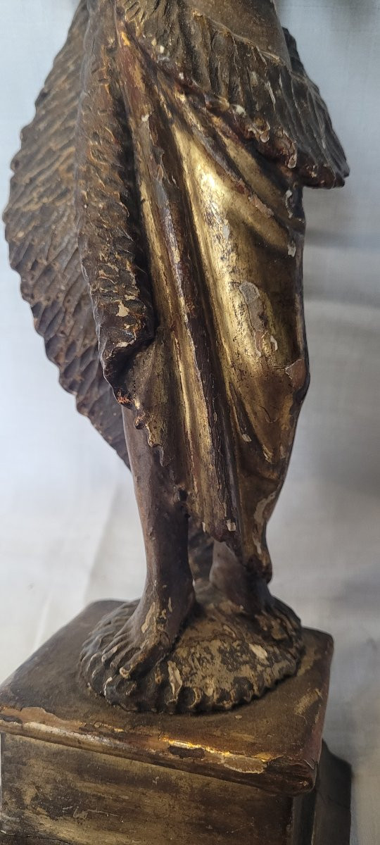  Saint John The Baptist, Painted And Gilded Wood, 18th Century-photo-2