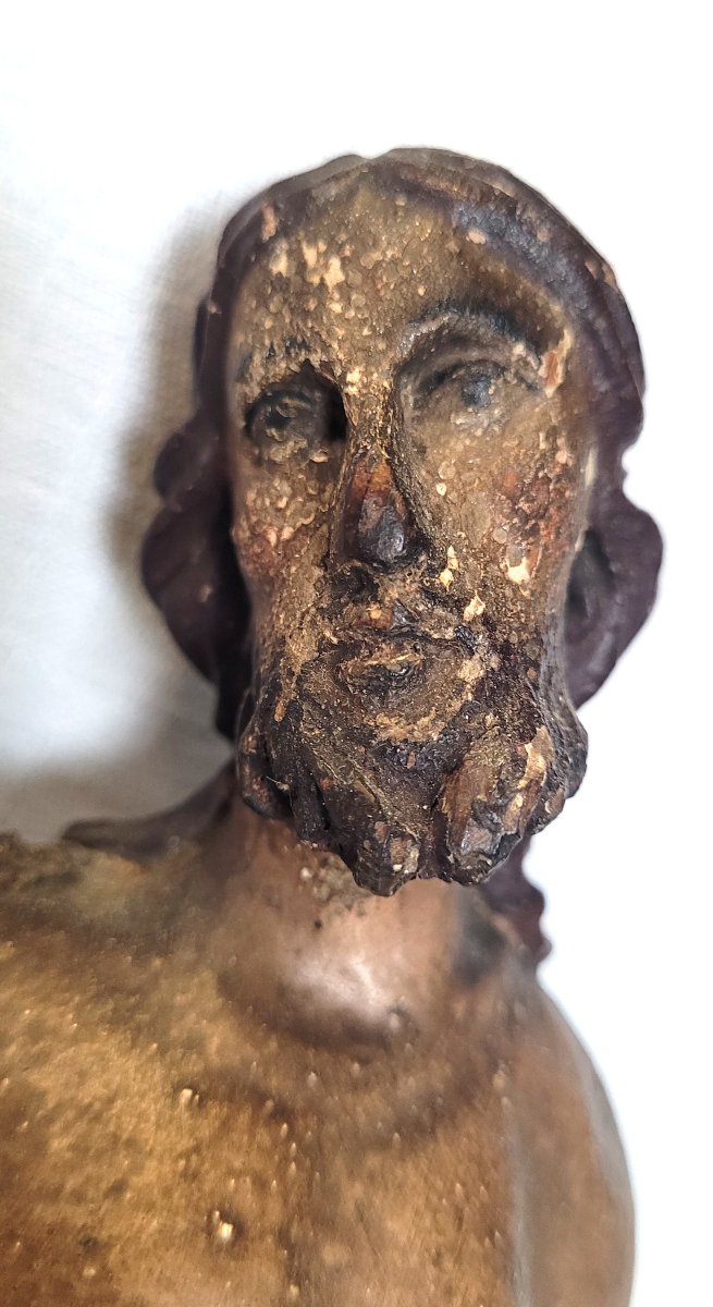  Saint John The Baptist, Painted And Gilded Wood, 18th Century-photo-5