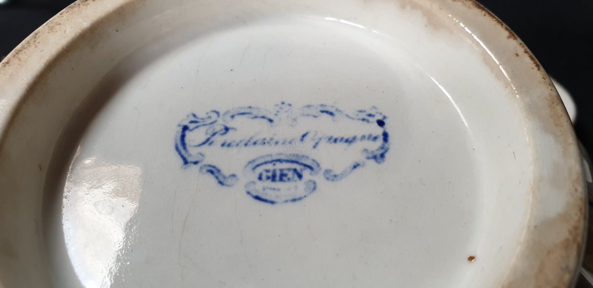 Gien Guyon De Boulen Covered Bouillon Bowl, 1844 - 1849-photo-2