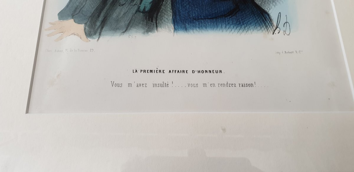 Honoré Daumier, The Beautiful Days Of Life N ° 5, Colorized Lithography  XIX-photo-2