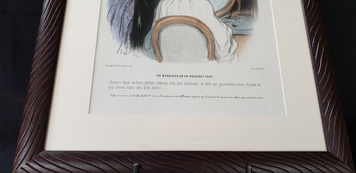 Honoré Daumier , Les Beau Jours De La Vie N° 52 ,  Lithographie  Colorisée  XIX ème-photo-2