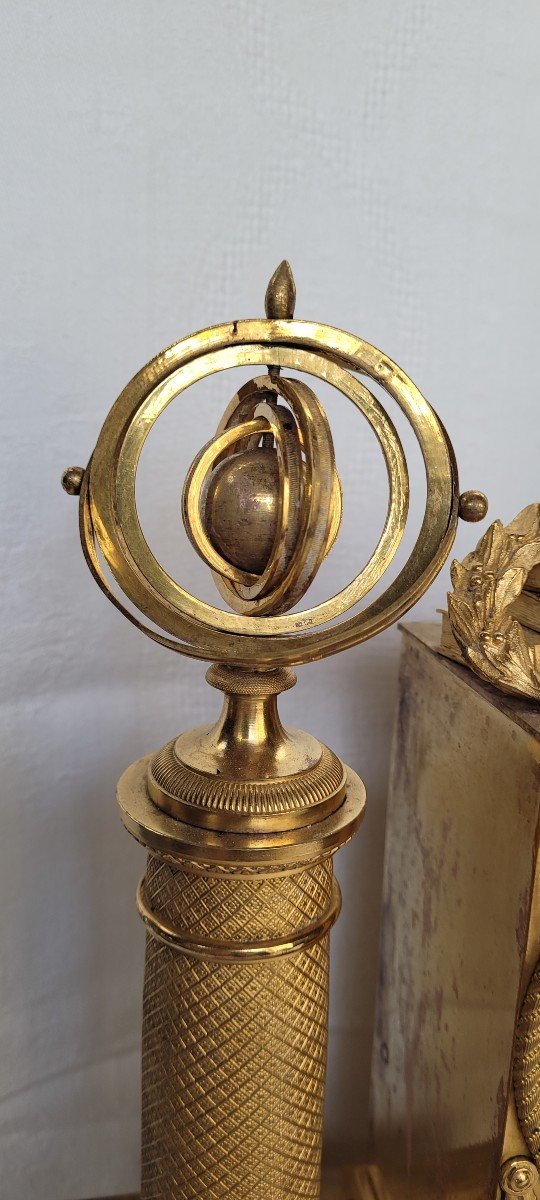 Pendule Bronze Doré Empire Restauration, l' Astronomie-photo-2