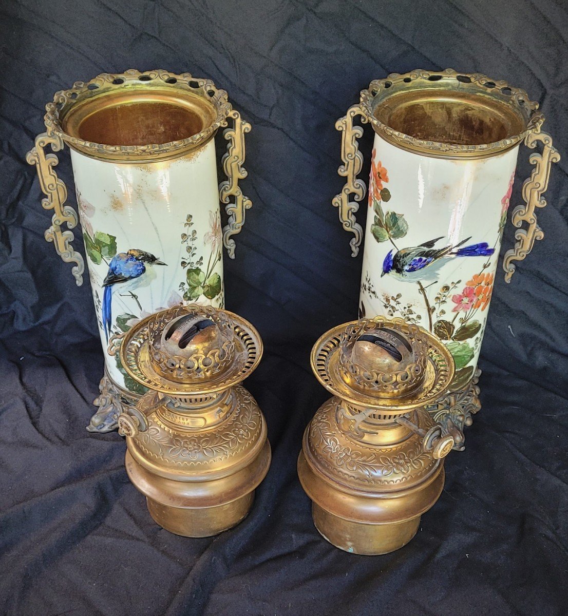 Pair Of Impressionist Lamps Longwy Barnoin 1882-photo-8