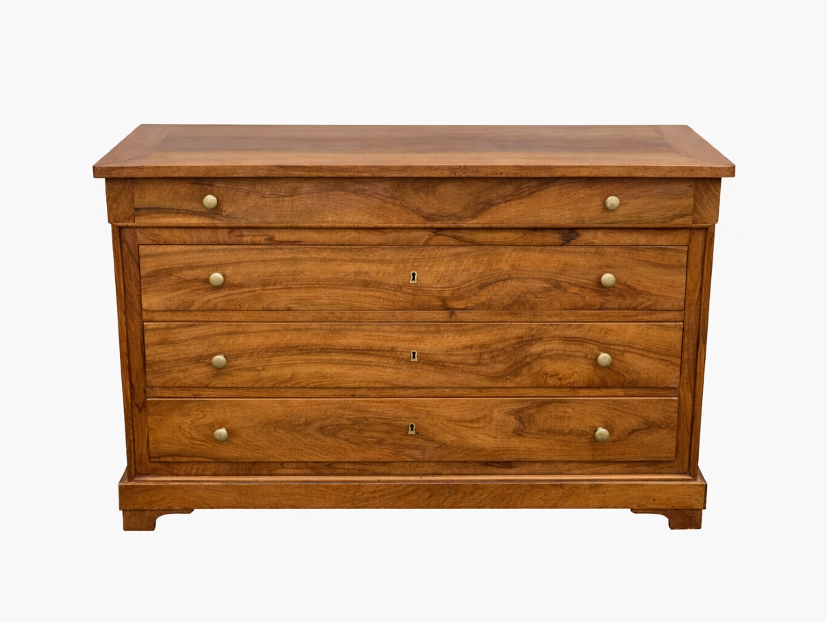 18th-century Solid Walnut Chest Of Drawers From The Restoration Period