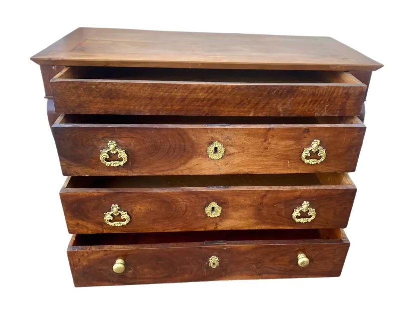 Empire-style Chest Of Drawers With A Handle In Solid Walnut, 19th Century-photo-3