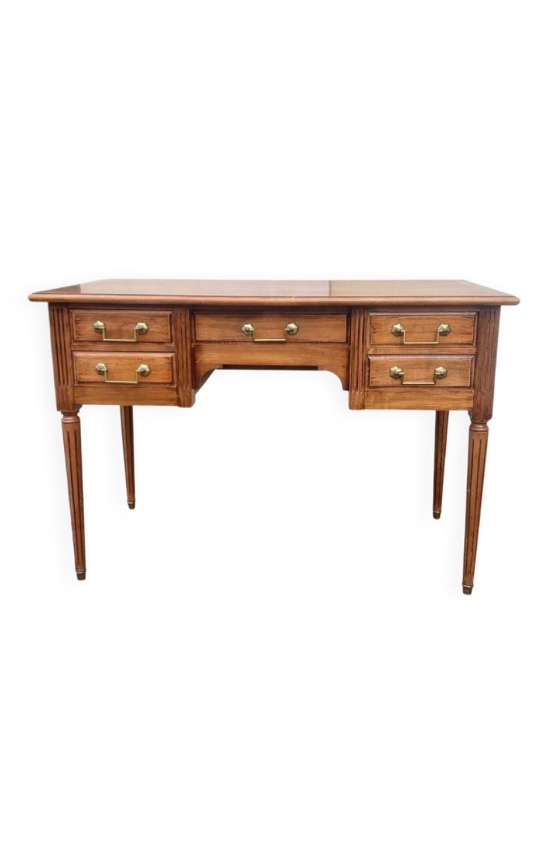 Bureau plat style Louis XVI à 5 tiroirs-photo-8