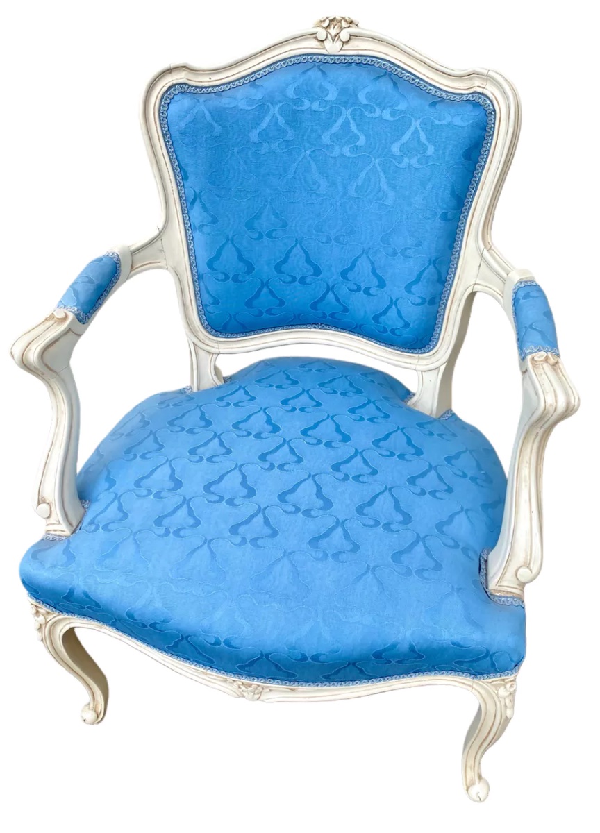 2 Blue Louis XV Armchairs-photo-3