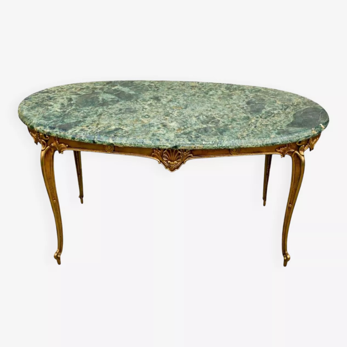 Table basse style Louis XV console marbre vert-photo-2