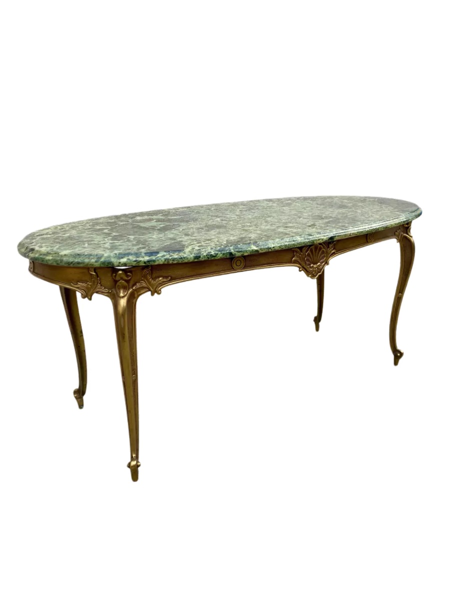 Table basse style Louis XV console marbre vert-photo-1