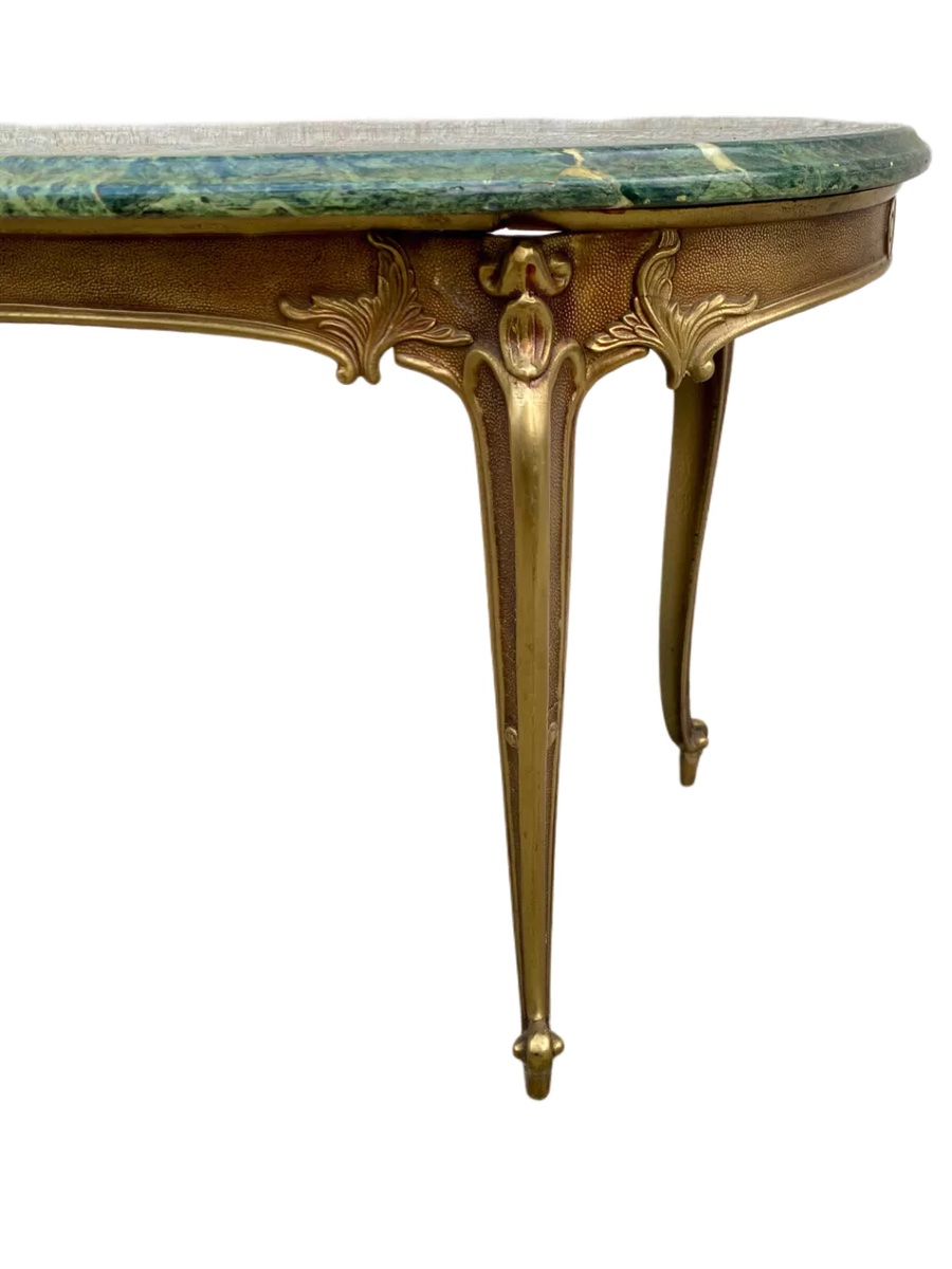 Table basse style Louis XV console marbre vert-photo-4