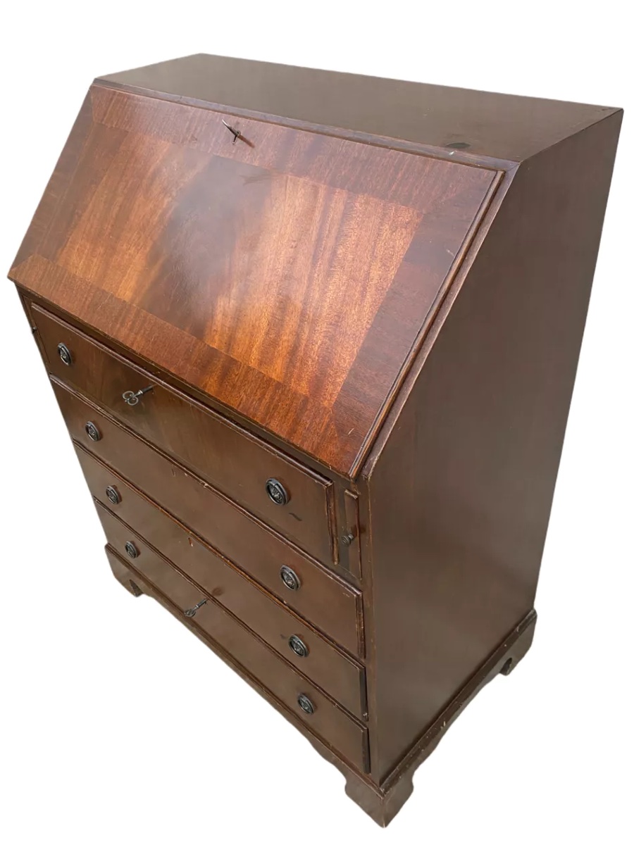 Secrétaire scriban anglais acajou-photo-4