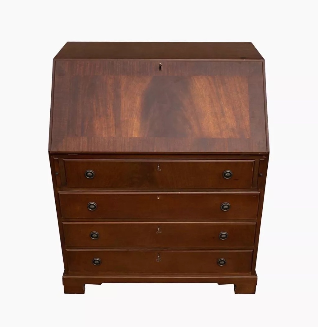 Secrétaire scriban anglais acajou