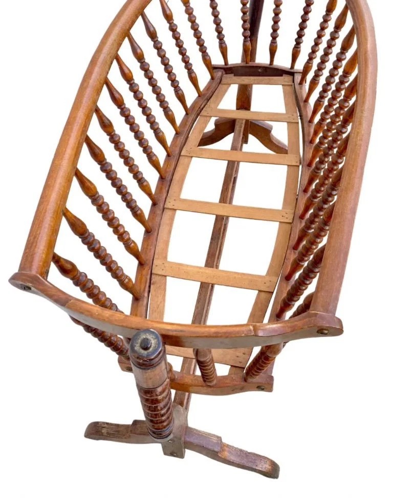 Berceau en Bois avec Berceau en Lin, 1920s-photo-2