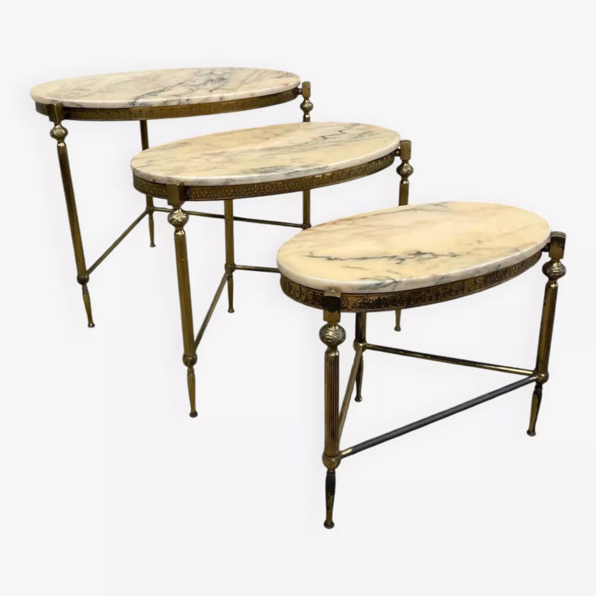 Table Gigogne Vintage en Bronze avec Laiton et Onyx, 1970s-photo-1