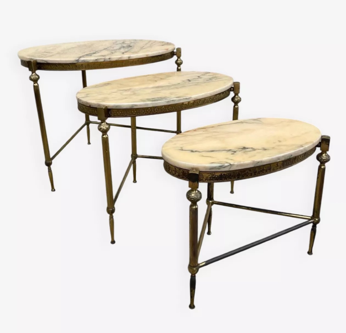 Table Gigogne Vintage en Bronze avec Laiton et Onyx, 1970s