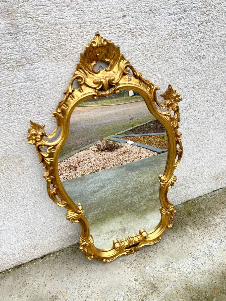 Antique Baroque Wooden Mirror-photo-2