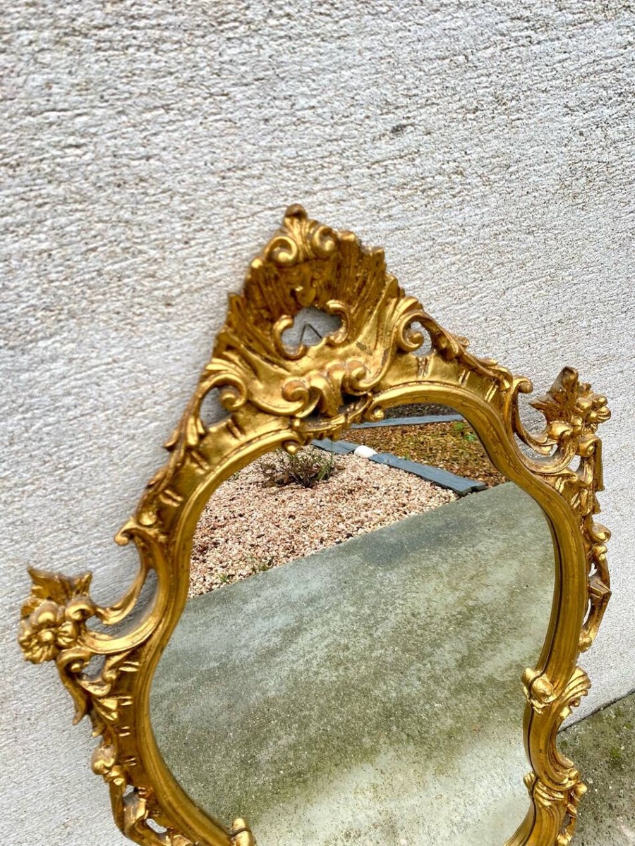 Antique Baroque Wooden Mirror-photo-3