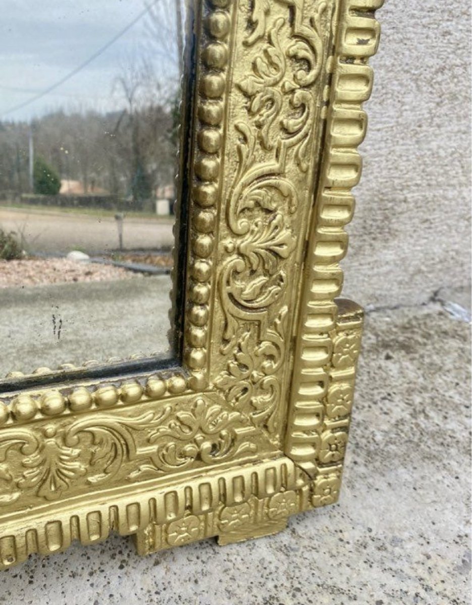 Antique 19th Century Mirror In Carved Gilded Napoleon Wood-photo-5