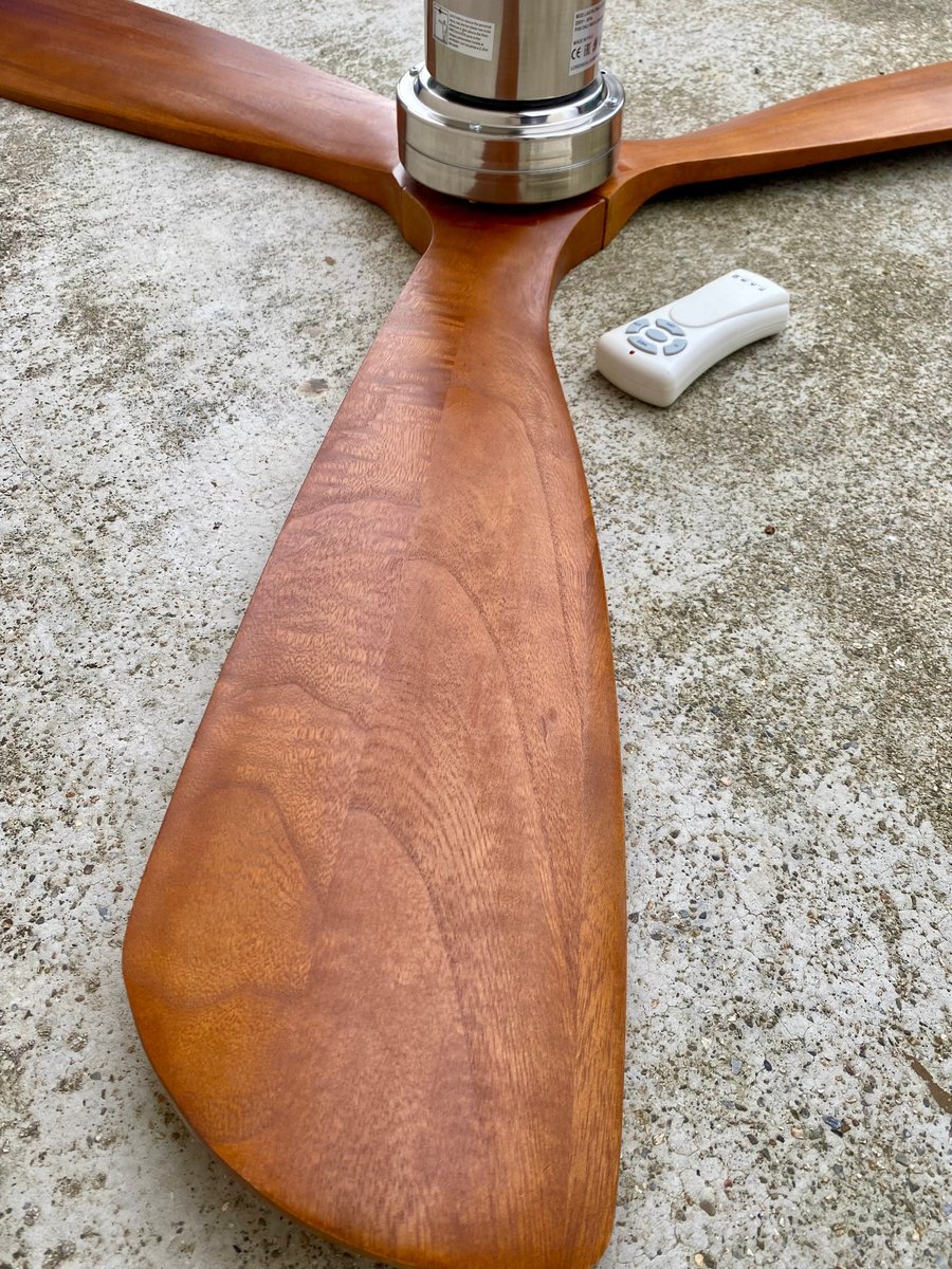 Ventilateur de Plafond Faro Lantau Marron/Chrome avec Télécommande, Style Hélice/Palme d'Avion,-photo-5