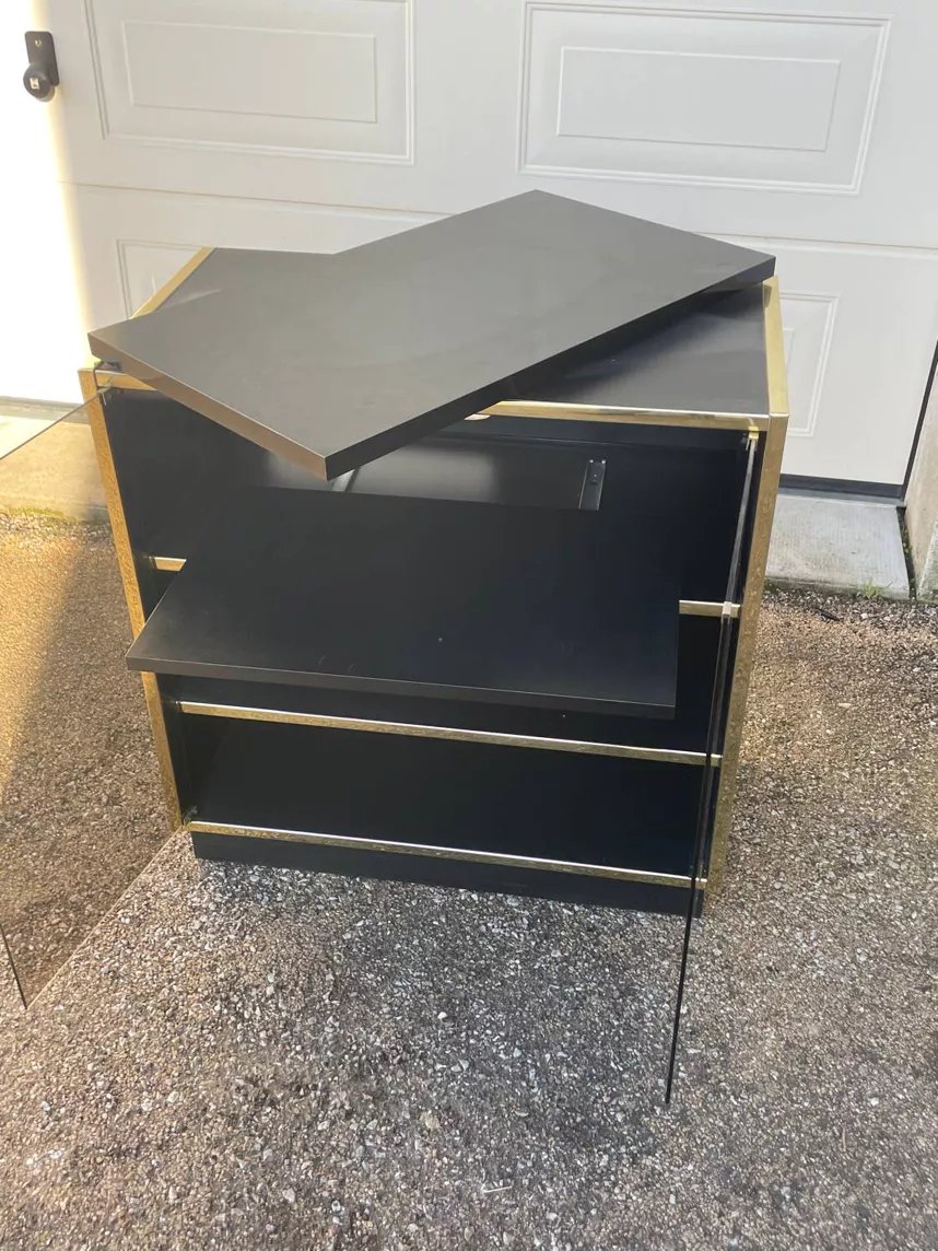 Vintage Black And Gold Tv Stand In The Style Of Roche Bobois, 1970-photo-2