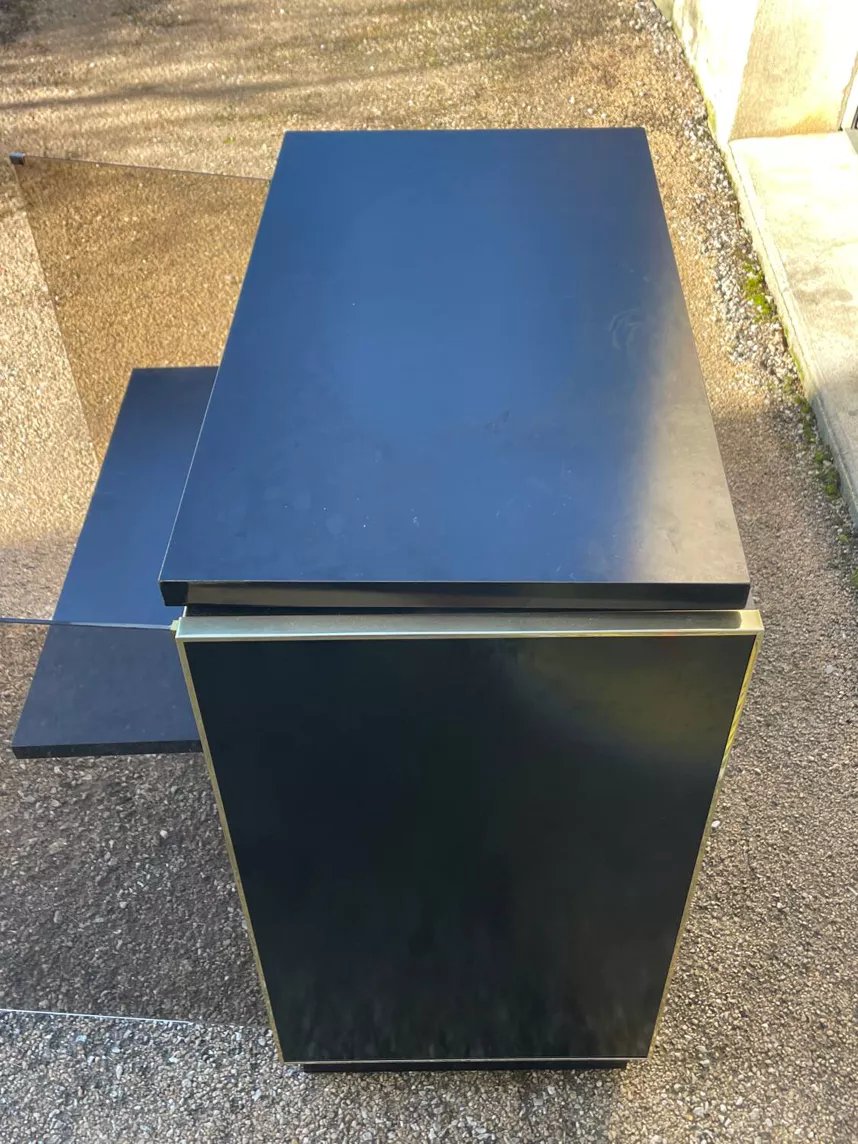 Vintage Black And Gold Tv Stand In The Style Of Roche Bobois, 1970-photo-6