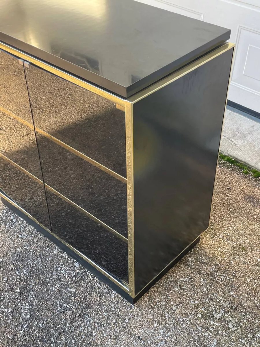 Vintage Black And Gold Tv Stand In The Style Of Roche Bobois, 1970-photo-7