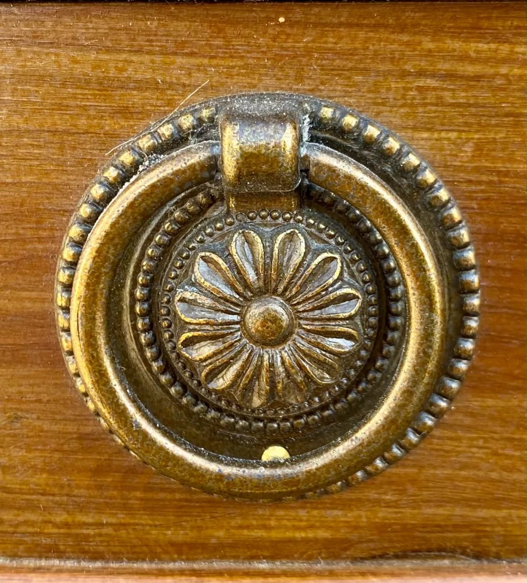 Table ronde acajou avec plateau cuir style anglais-photo-2