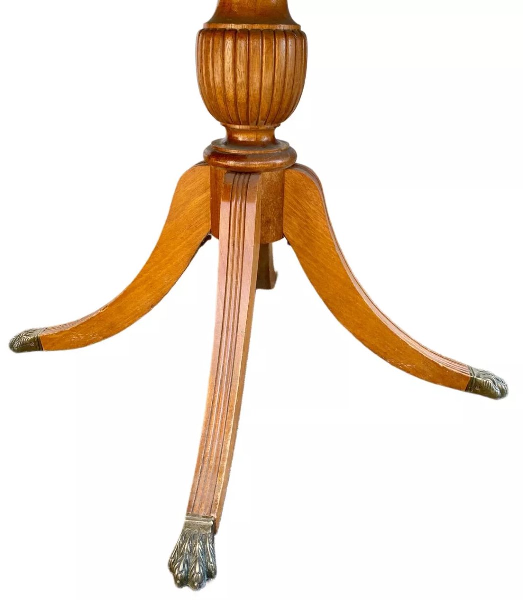 Table ronde acajou avec plateau cuir style anglais-photo-6