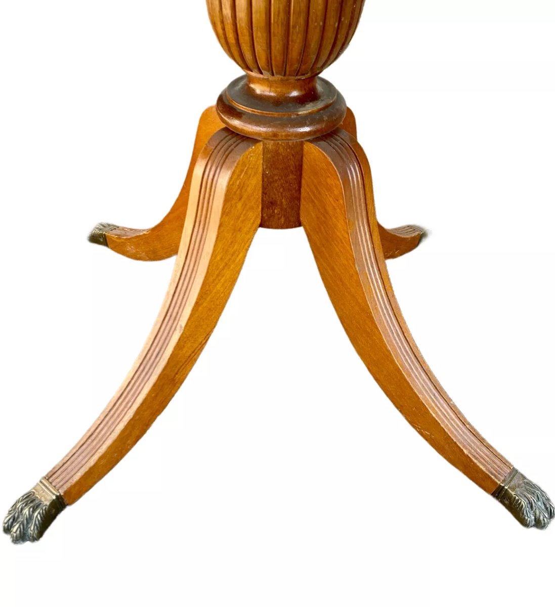 Table ronde acajou avec plateau cuir style anglais-photo-7