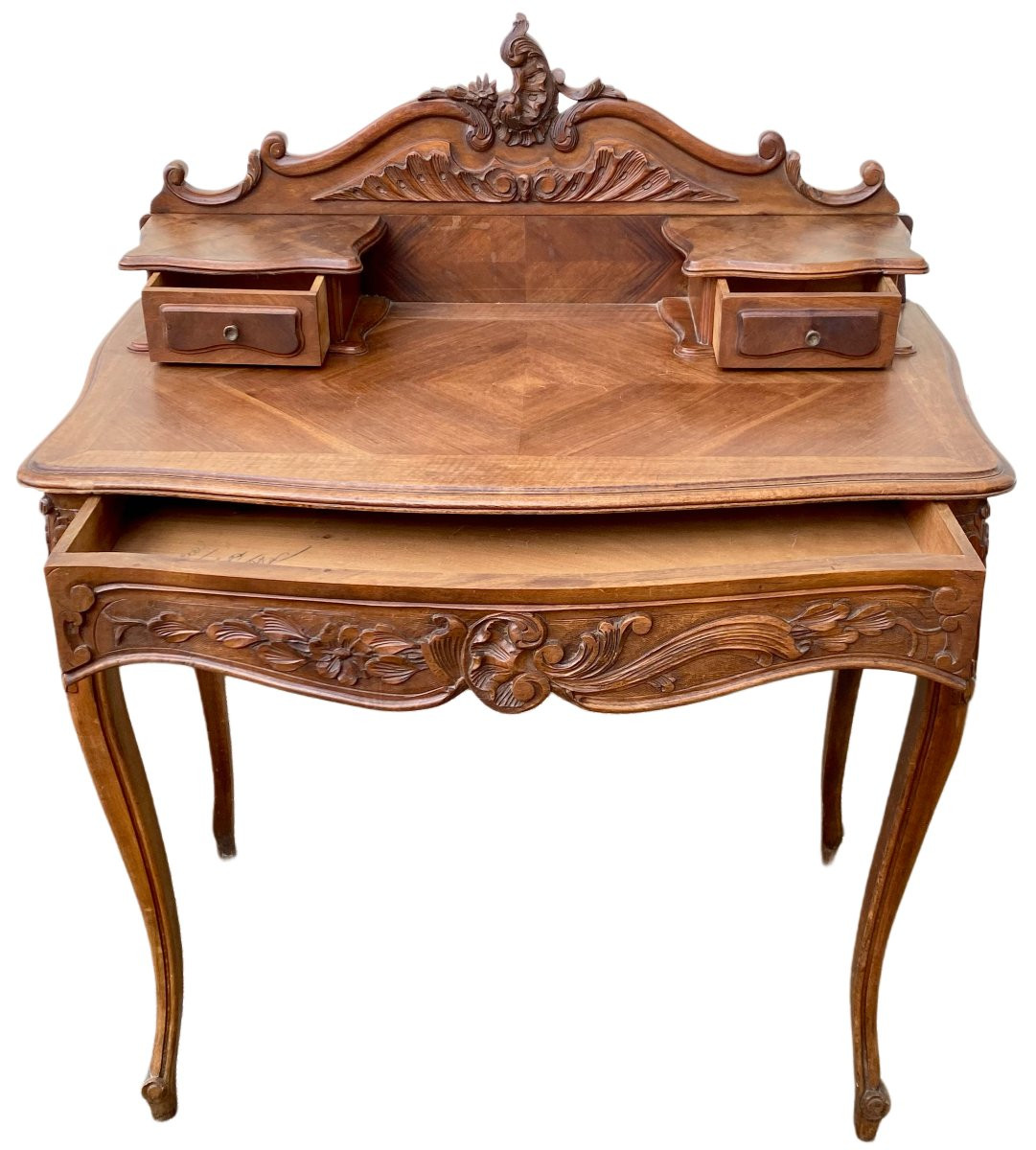 Louis XV Style Carved Desk, 19th Century-photo-3