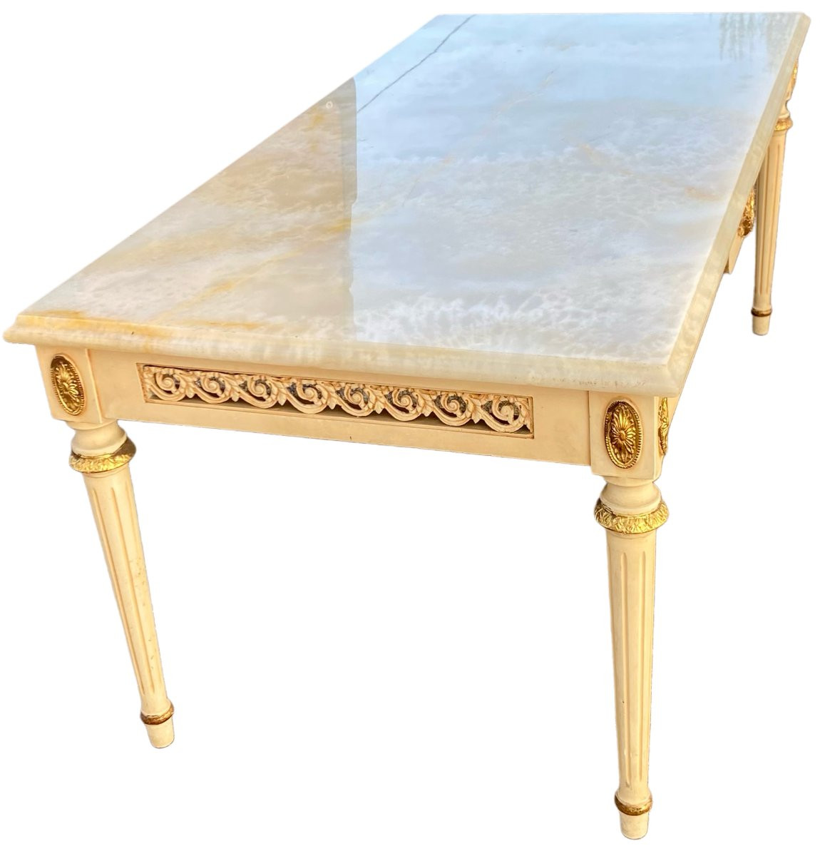 Louis XVI Coffee Table With White Marble Top-photo-4