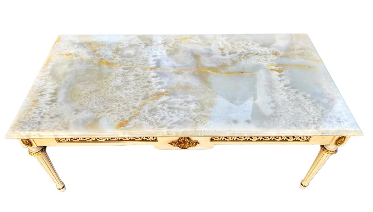 Louis XVI Coffee Table With White Marble Top-photo-6