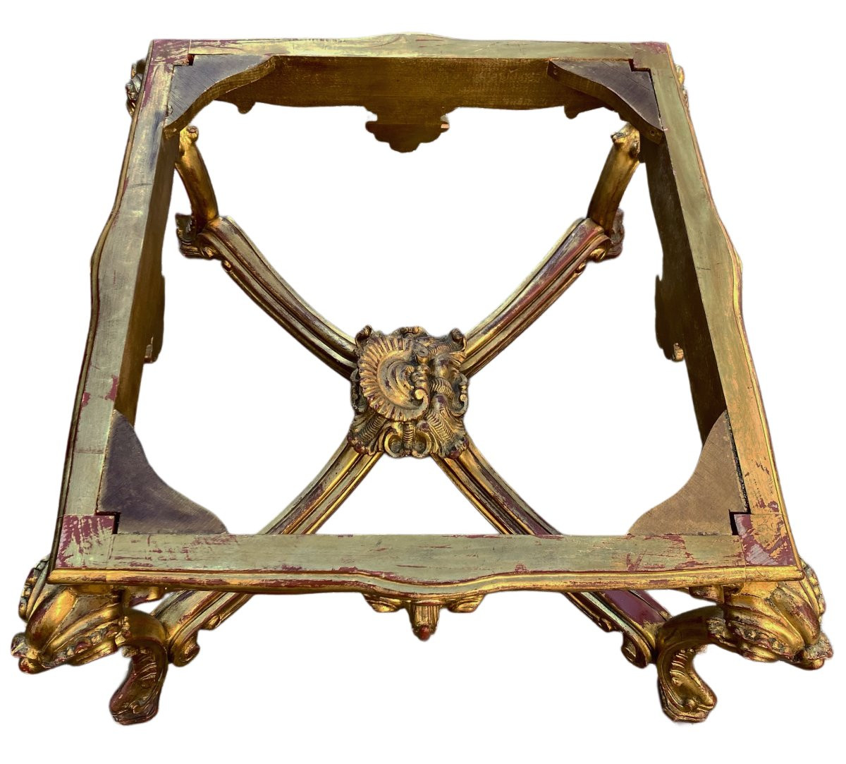 Table de milieu en bois doré table basse Louis XVI-photo-5