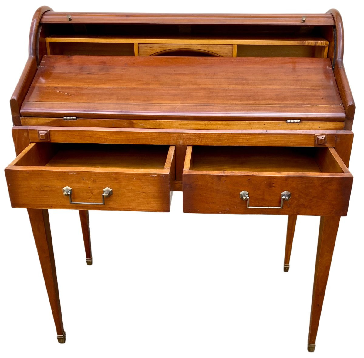 Bureau à cylindre Louis XVI en merisier-photo-2