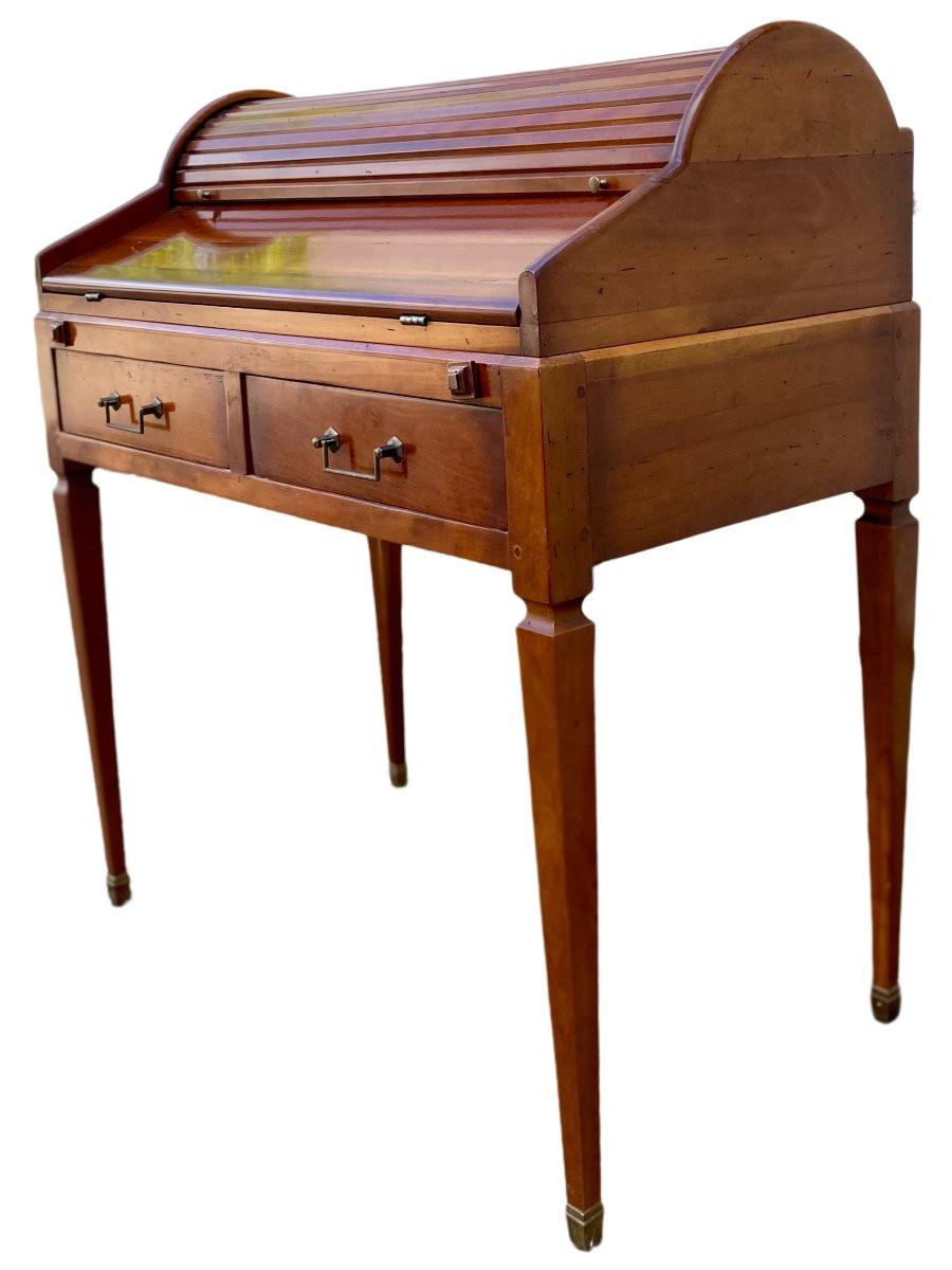 Bureau à cylindre Louis XVI en merisier-photo-4