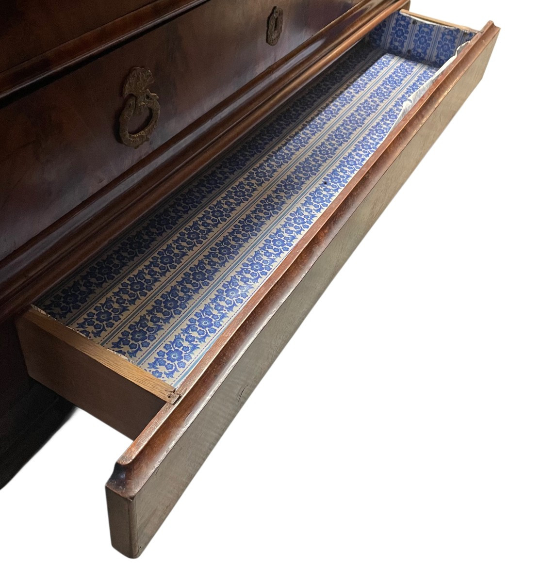 Louis Philippe 19th Century Walnut And Walnut Burl Chest Of Drawers Black Veined Marble-photo-3