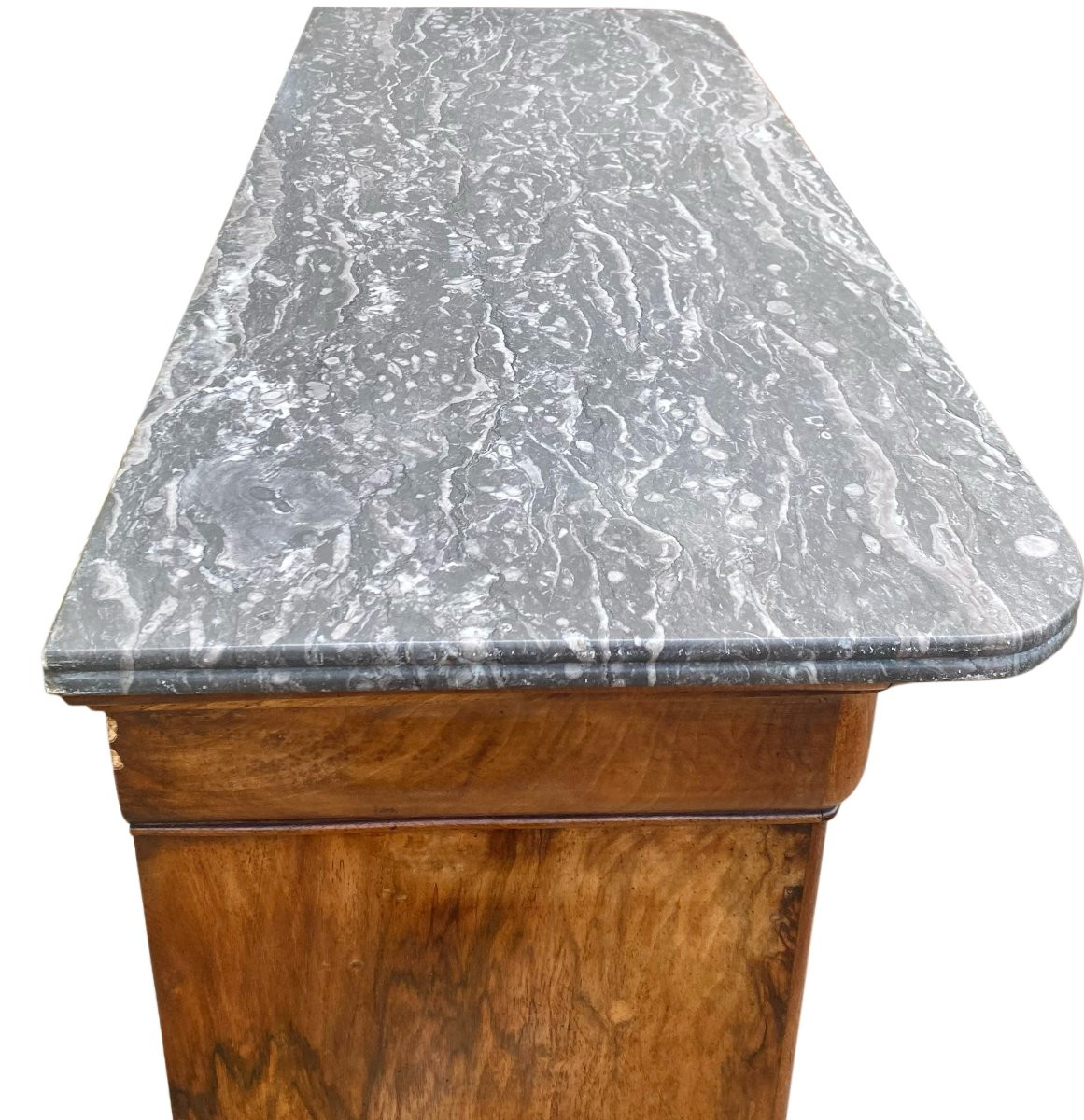 Secrétaire Louis Philippe en Ronce de Noyer avec plateau marbre-photo-3