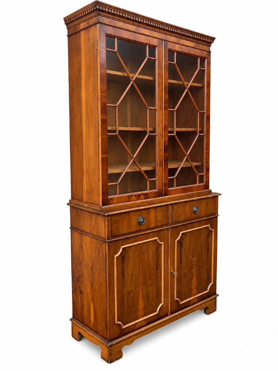 Antique Display Bookcase With Latticework—two Sections—19th Century-photo-4