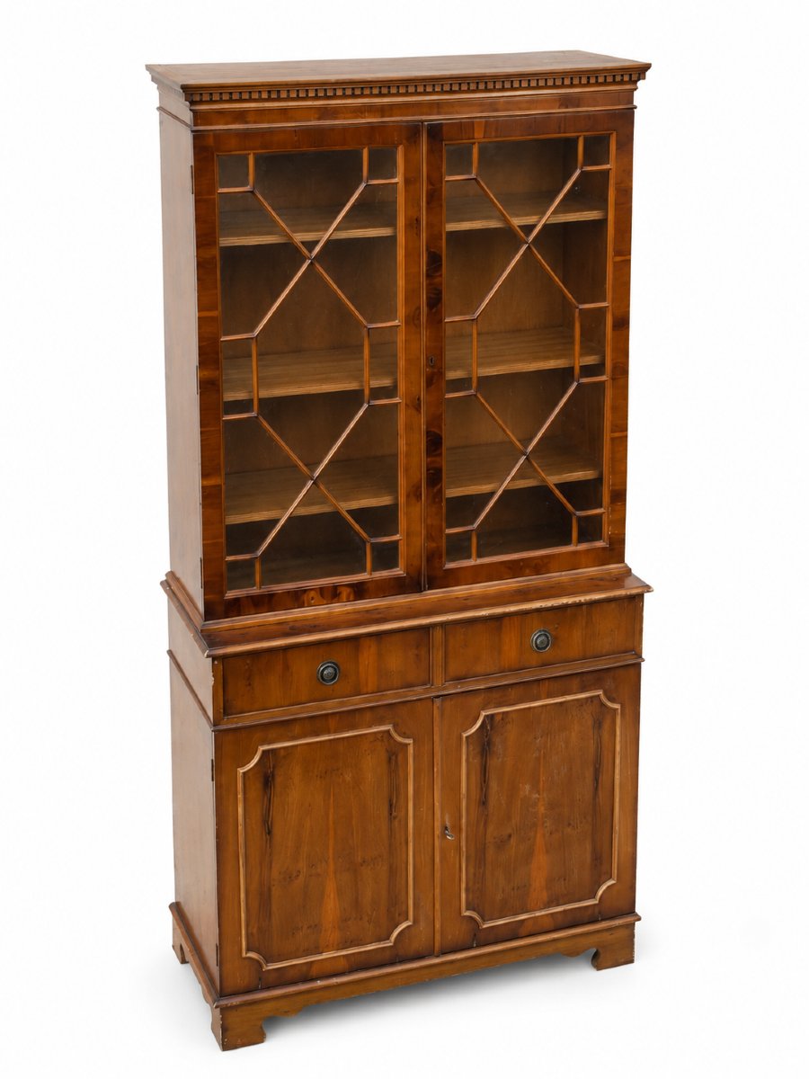 Antique Display Bookcase With Latticework—two Sections—19th Century-photo-1