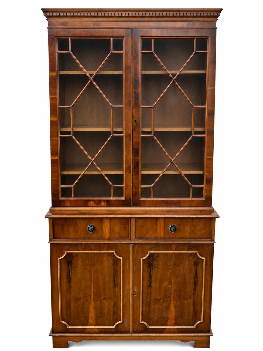 Antique Display Bookcase With Latticework—two Sections—19th Century-photo-3